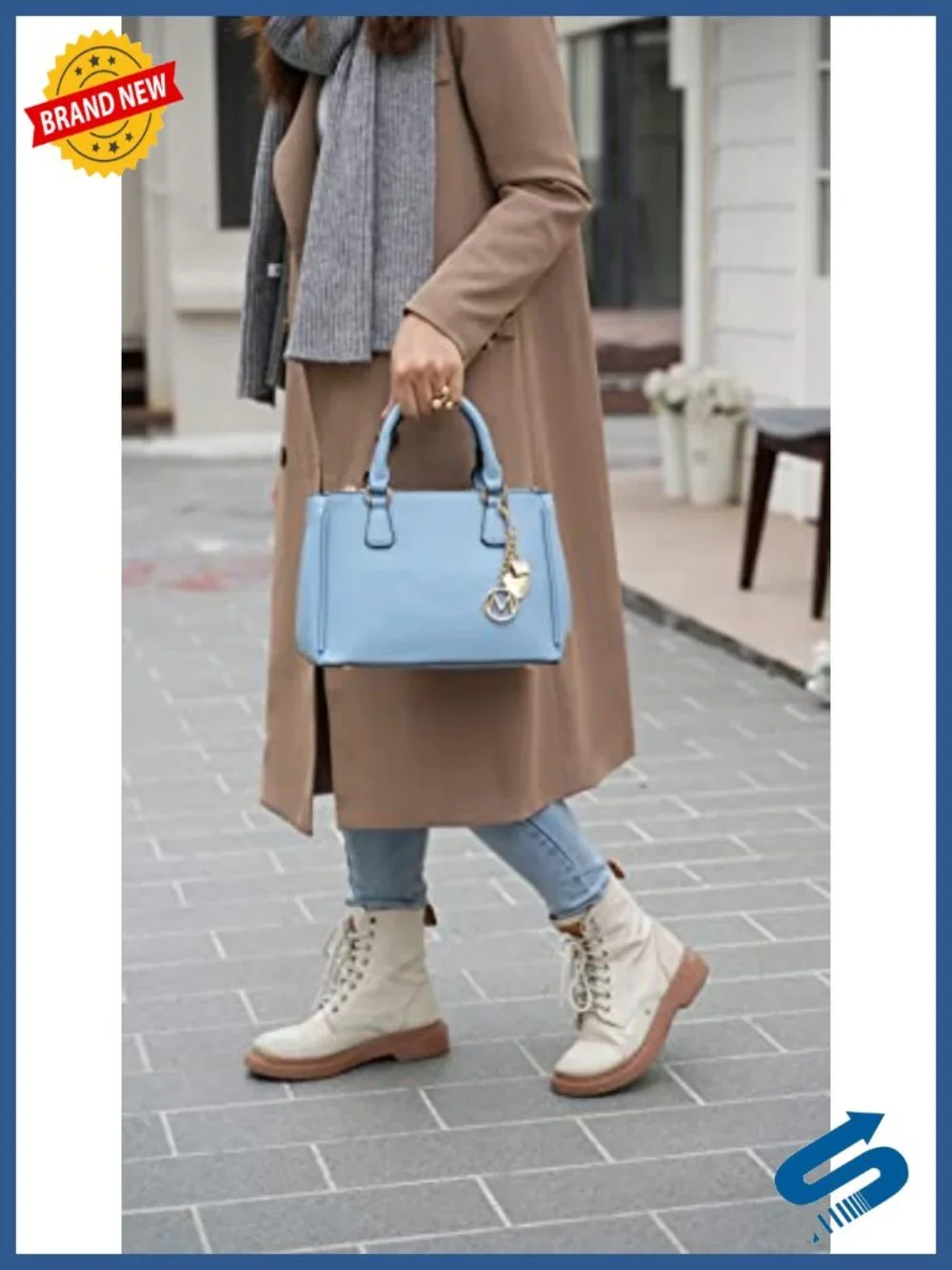 Vegan Leather Satchel Handbag with Wristlet Wallet, Shoulder Bag